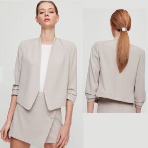 Babaton Power Waist Open-Front Cropped Blazer Blush Taupe Size 8